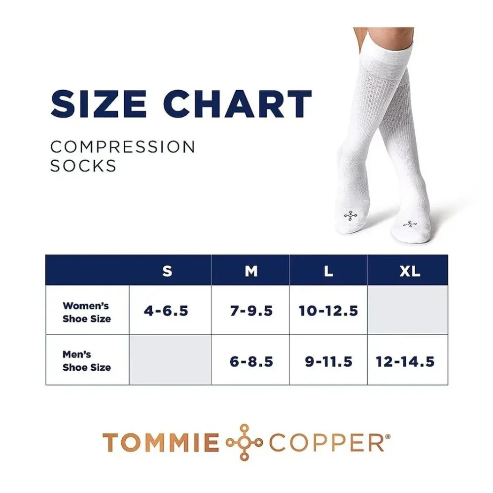 Tommie Copper 4 Pack SnugStay Knee High Compression Socks Mens 12-14.5